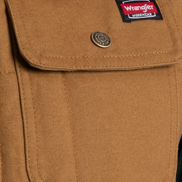 NWT XL--3XL Wrangler Workwear Quilted Duck Work Vest Brown Durable Warm Utility - Picture 2 of 6